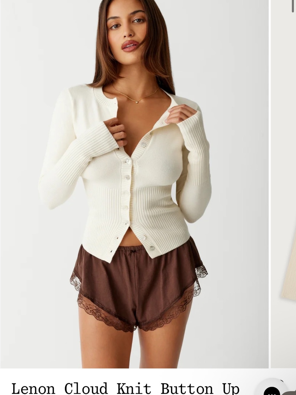 Frankie’s bikinis Cloud Knit Button-Up Cardigan - Cream